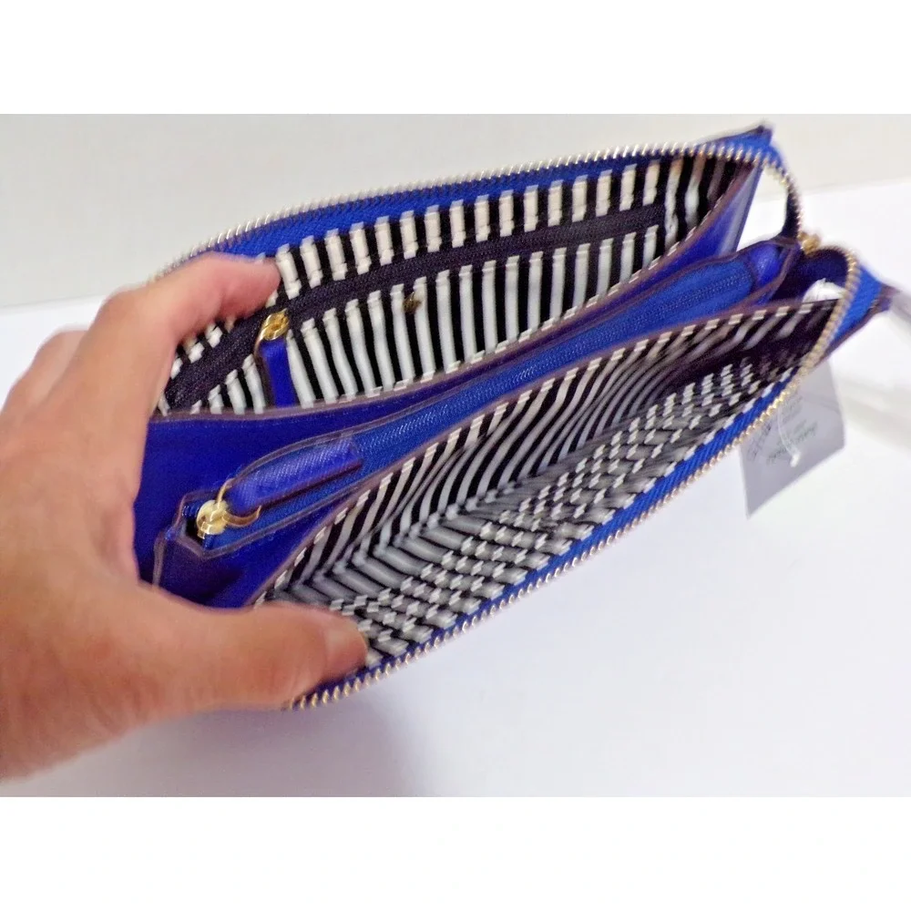 kate spade NY Wristlet Wallet Deep Blue NWT Lots of Storage CC Slots Coin Zipper